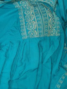 Teal Kurta with Gold Embroidery