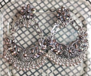 Ethnic Oxidised Silver Earrings