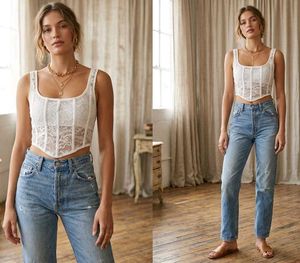 White Floral Lace Corset Top ✨