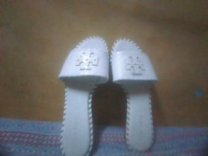 Tory Burch White Slide Sandals