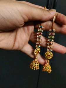 Jhumka Earrings with Colorful Stones