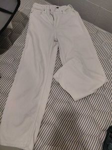 H&amp;M Divided White Wide-Leg Jeans – Size 26 (Gently