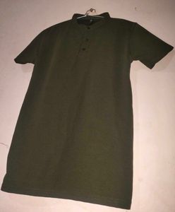 Men's Olive Green Textured Mandarin Collar Henley