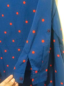 Navy Blue Polka Dot Maxi Dress with belt
