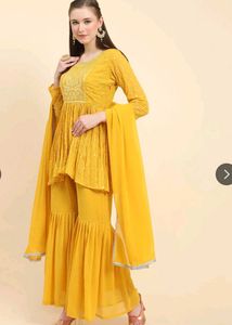 Yellow Sharara Set with Embellished Kurti