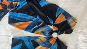 SHEIN Tropical One-Shoulder Cutout Dress