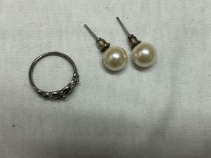 Pearl Earrings and Ring Set