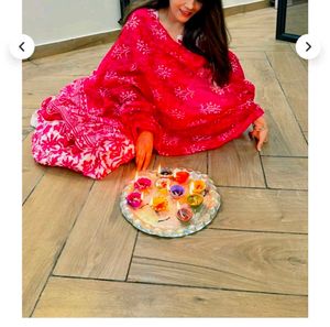 Beautiful Pink Floral Kurta with dupatta