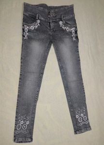 Embellished Grey Wash Jeans