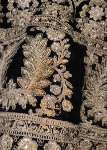 dark blue velvet fabric &amp; Gold Embroidered Lehenge