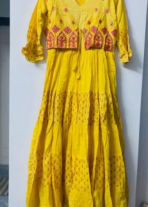 *Offer*Ethnic Long Frock- Yellow
