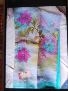 Light Blue Saree with Floral Print