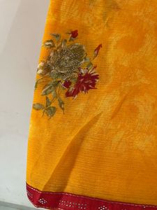 Vibrant Yellow Floral Saree
