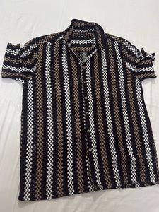 Men's Striped Crochet Shirt