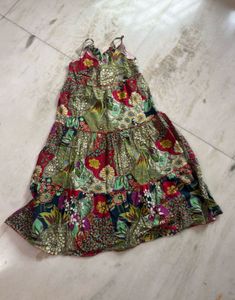 Boho Floral Print Ruffle Maxi Dress