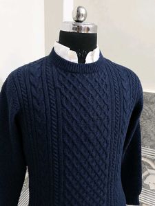 Men's Navy Cable Knit Sweater