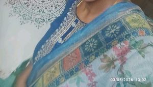Teal Kurta Set with Floral Dupatta