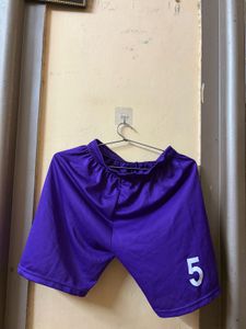purple jersey with shorts