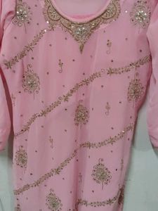 Beautiful Pink hemdwork Kurta Set