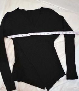 Stylish Black Wrap Knit Top