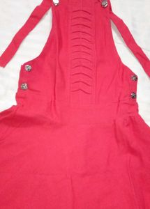 Chic Red Pinafore Dress