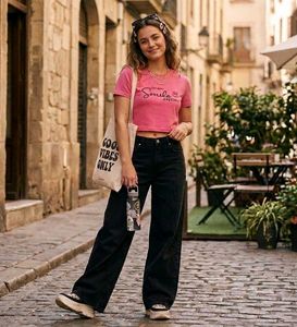 Cute Pink Graphic Crop Top
