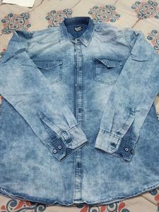 Men's Acid Wash Denim Shirt ( XXL)