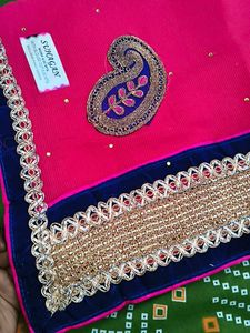 Elegant Pink &amp; Gold Embellished Saree