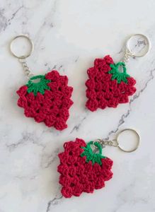 Crochet Strawberry Keychain