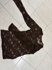 Brown Mesh Y2K Top