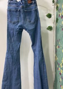 Flared Blue Denim Jeans