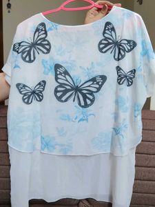 Chic Butterfly &amp; Floral Print Top