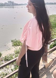Stylish Pink Batwing Sleeve Top