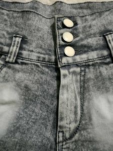 Acid Wash High-Waisted Denim Shorts