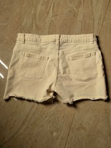 Cream Denim Cutoff Shorts