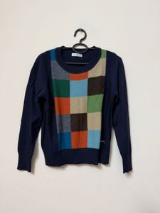 Navy Blue Patchwork Sweater
