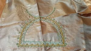 Elegant Brocade Ethnic Skirt wuth aari work blouse