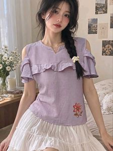 New with tag Chic Ruffled Cold Shoulder Top