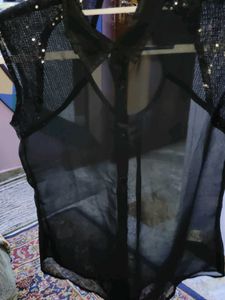 Black Sleeveless Sheer Top- 36 size