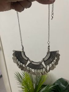 Pretty Oxidised Coin  Necklace
