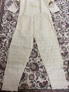 Embroidered Chikankari Kurta (White Co-ord set)