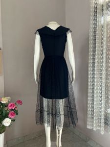 Chic Black Sheer Overlay Dress