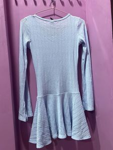 Ribbed Long Sleeve Peplum Dress