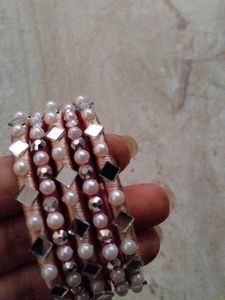 Pearl &amp; Mirror Detail Bracelet Set