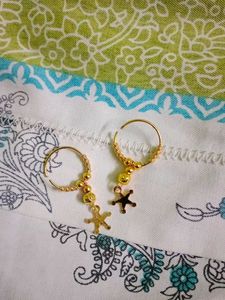 Gold Star Charm Hoop Earrings