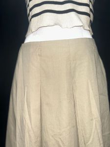 Classic Beige Pleated Maxi Skirt
