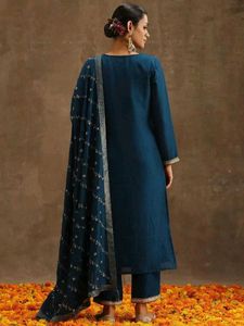 Libas Blue Embroidered Kurta Set with Dupatta