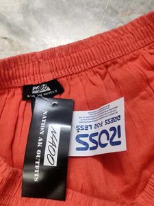Orange Button-Up middi Skirt
