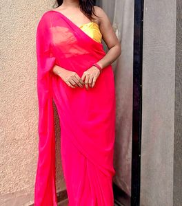 Vibrant Pink Georgette Saree