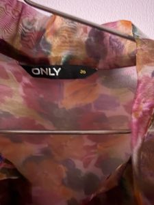 Only Sheer Floral Print Button-Up Blouse